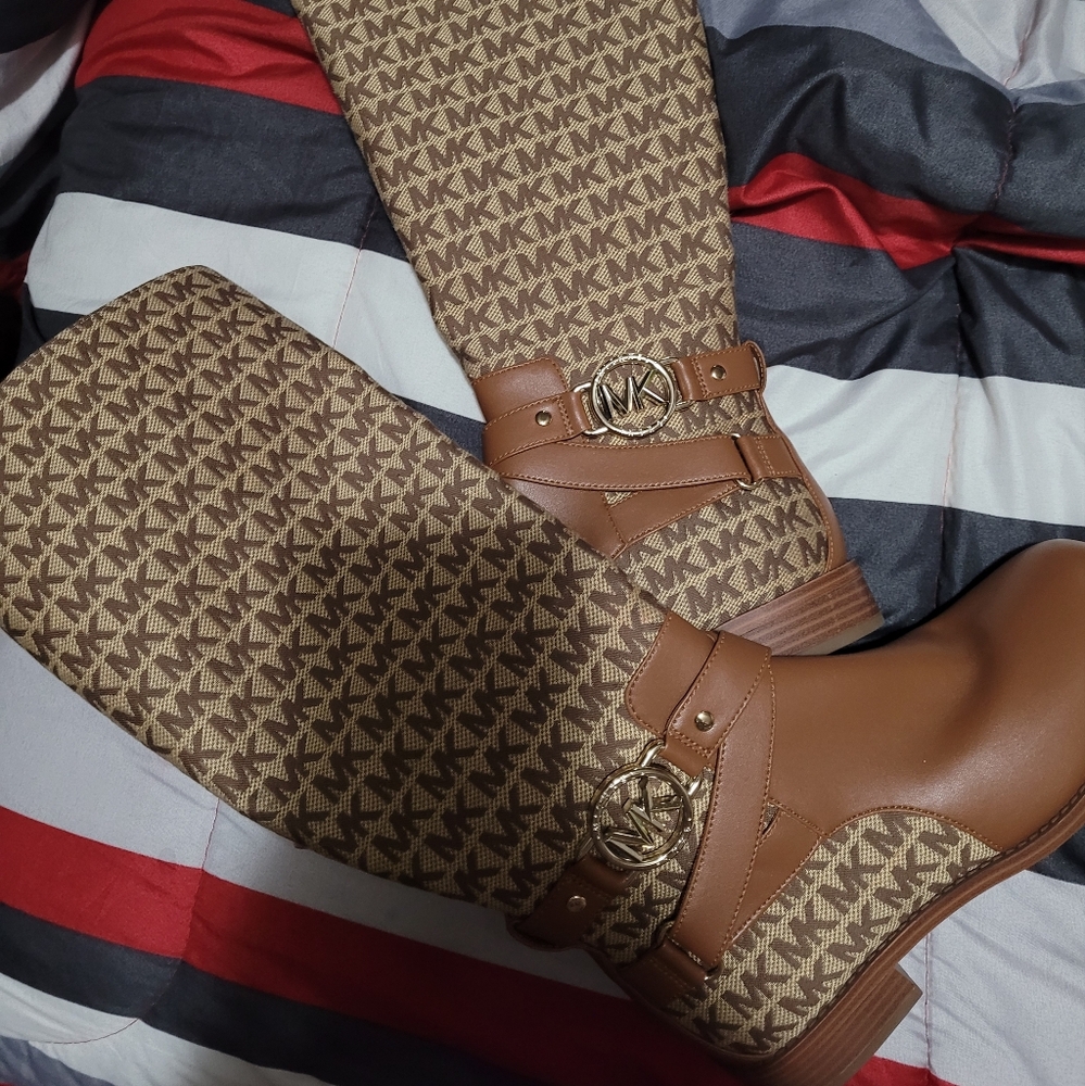 Michael Kors Brown Monogram Boots